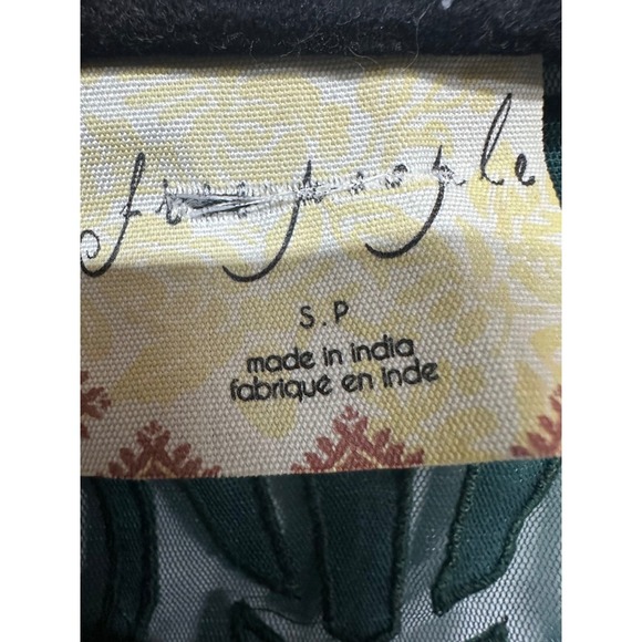 Free People Emerald Green Long Sleeves Lace Back High Low Top Small - Picture 3 of 4